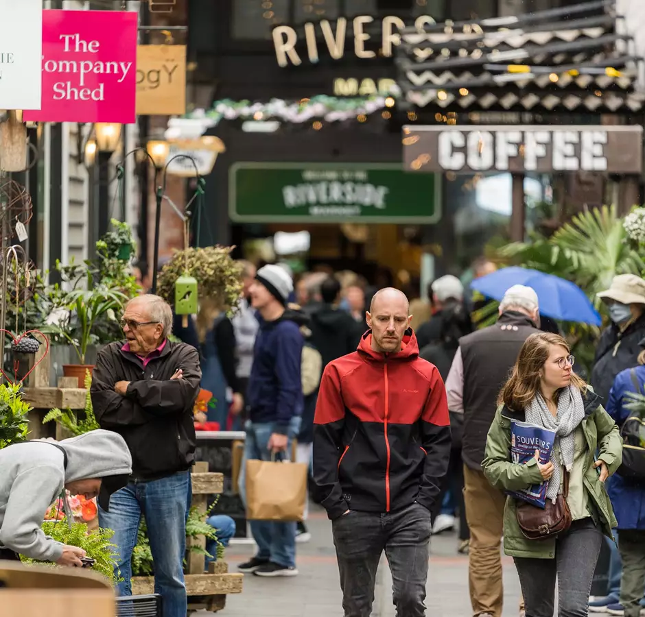 Christchurch was buzzing with activity on the first day of the cruise season, with destinations like Riverside Market proving very popular.