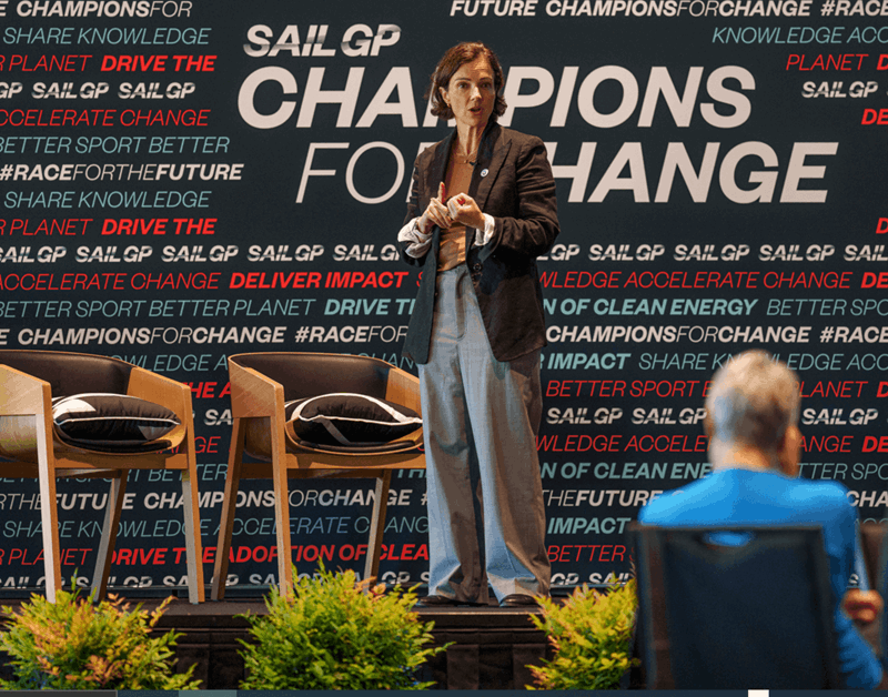 Sally Patterson Addresses Audience: Imagery and video: Supplied / SailGP
