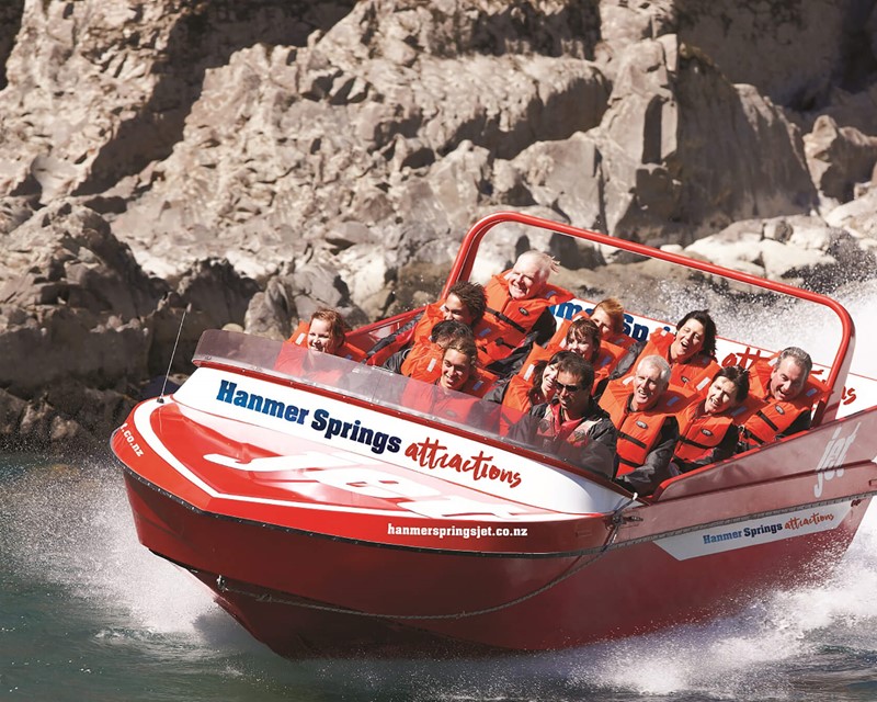 Hanmer Springs Attractions Jetboat takes passengers along the river
