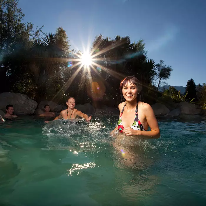 Girls in Hanmer Springs Hot Pools in the Evening