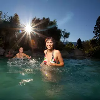 Girls in Hanmer Springs Hot Pools in the Evening
