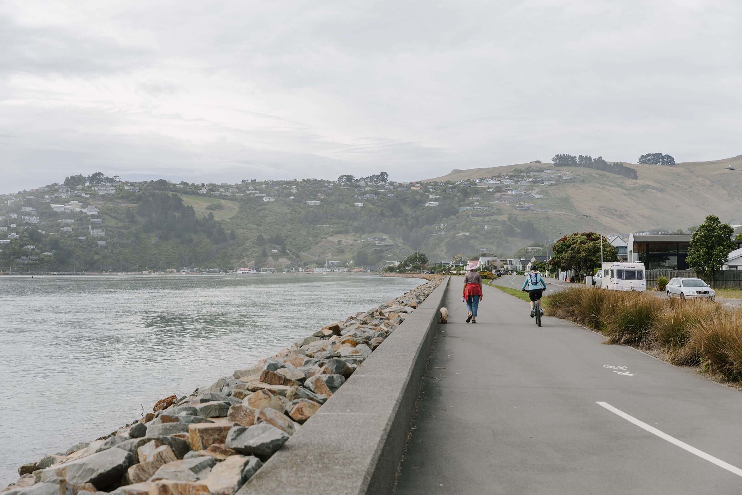 Coastal Pathway Redcliffs Cycle Path With Dog Walkers