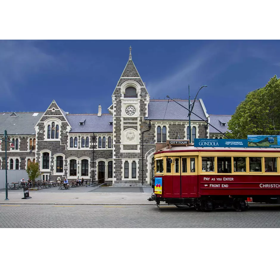 Tram outside the Canterbury museum