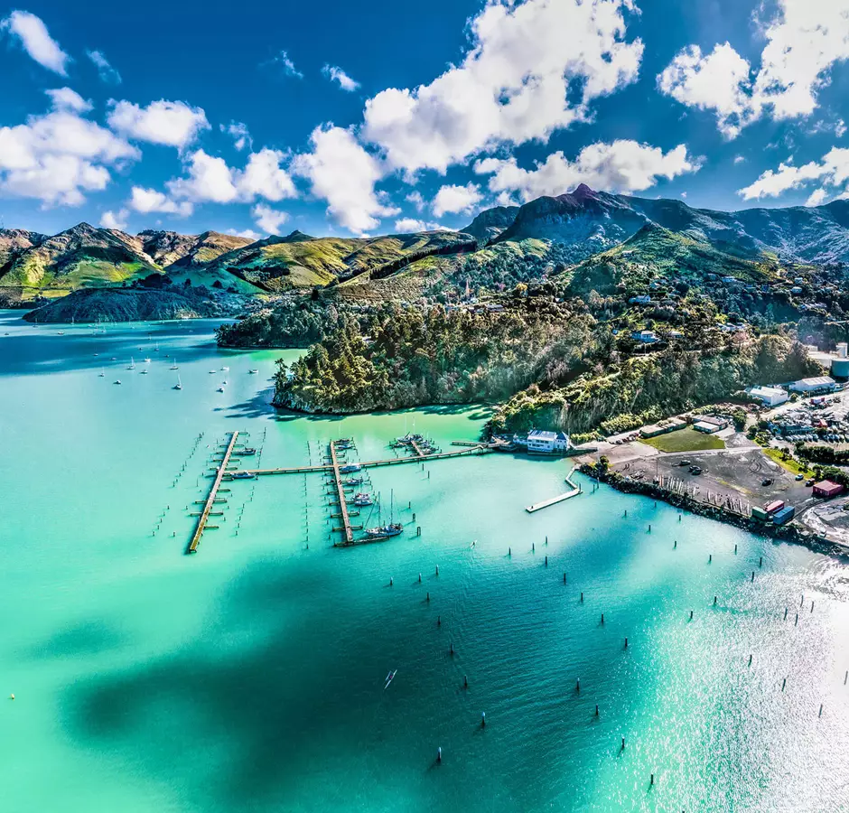 Christchurch Banks Peninsula Lyttelton Harbour Aerial 