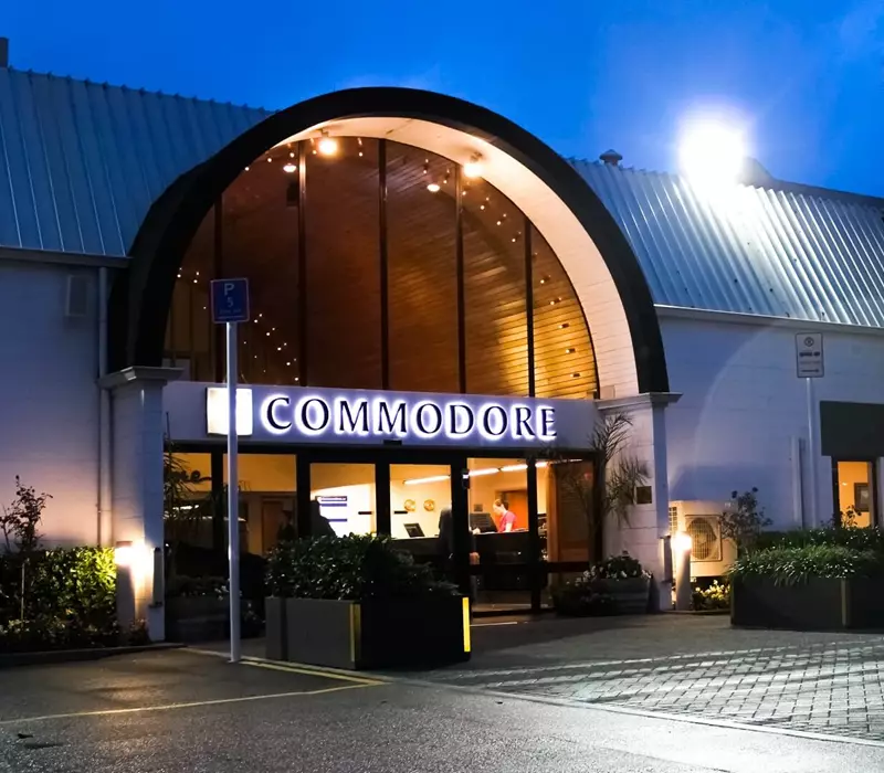 Commodore Hotel Exterior by Night