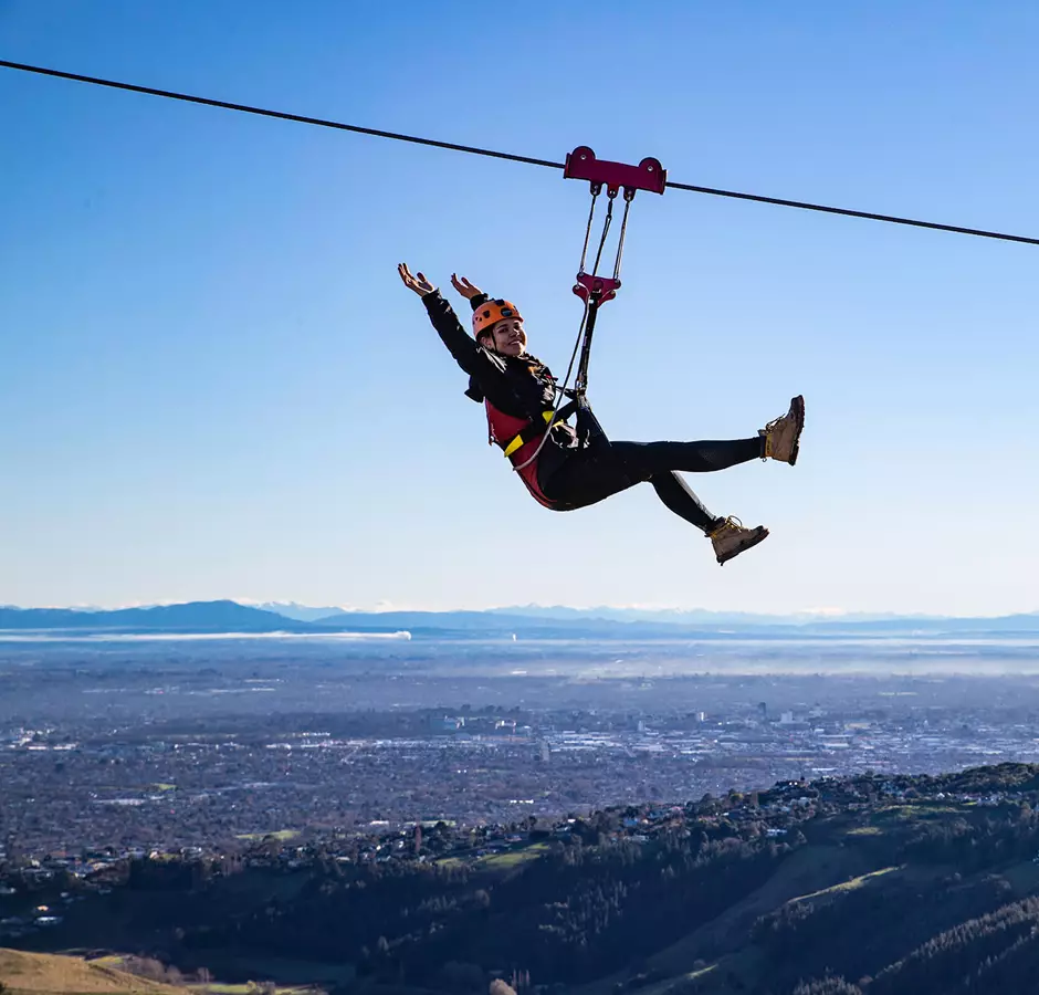 Ziplining at Christchurch Adventure Park