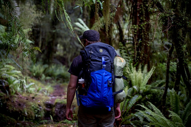 Man hiking through the forest