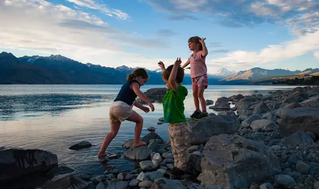Mackenzie Lake Pukaki Kids Playing