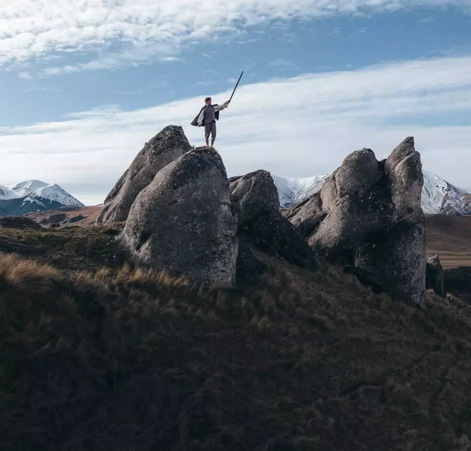 Frodo On A Rock At Castle Hill