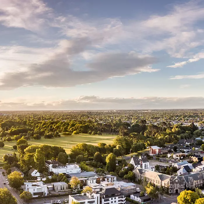 Christchurch Hagley Park City Aerial 