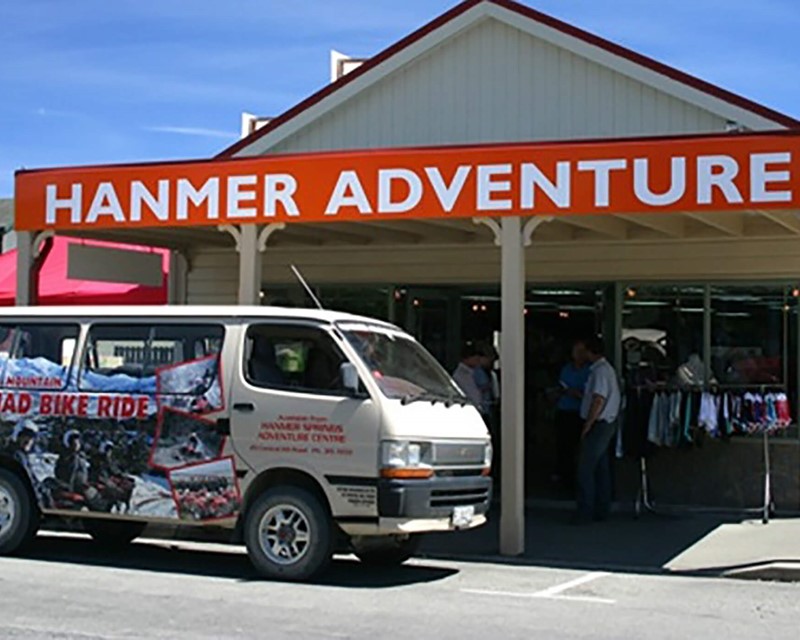 Hanmer Adventure Centre van outside the office