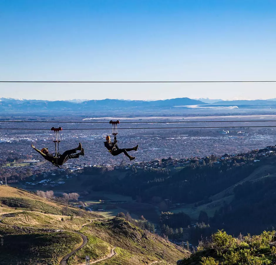 Ziplining at Christchurch Adventure Park