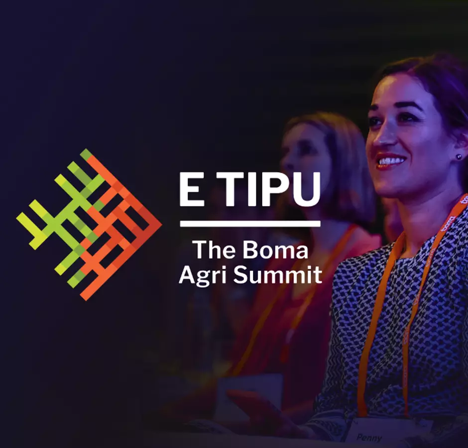 E Tipu logo and promo image of audience member
