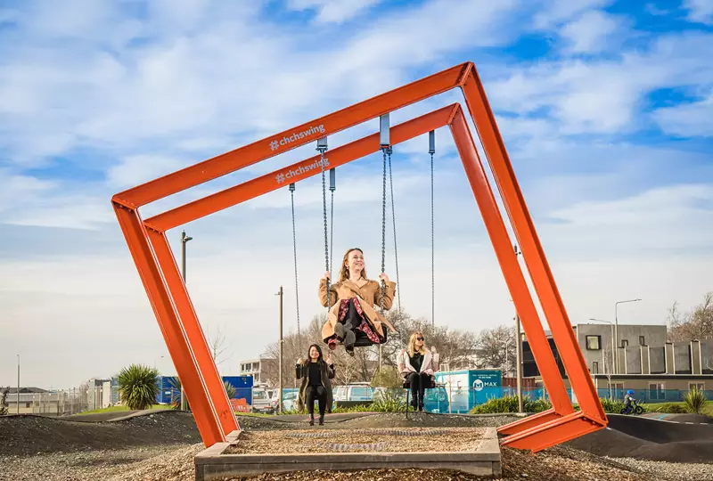 Christchurch Girls On Gap Filler Swing